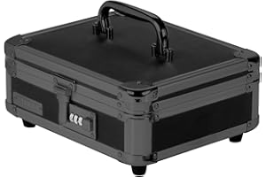 Vaultz Locking Cash Box with Bill and Coin Tray, Combination Lock, 8.5 x 4 x 10 Inches, Tactical Black (VZ00308)