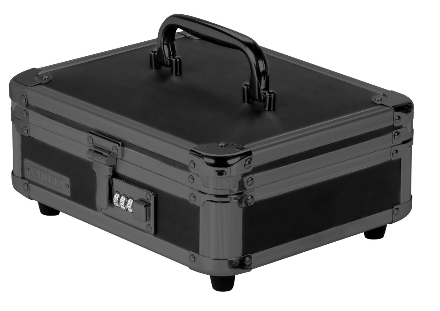 Photo 1 of Vaultz Locking Cash Box with Bill and Coin Tray, Combination Lock, 8.5 x 4 x 10 Inches, Tactical Black (VZ00308)