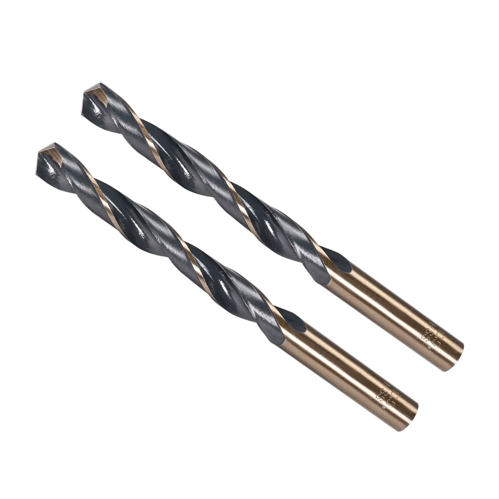 CoCud Twist Drill Bits, 10.5mm Cutting Edge, Titanium & Nitride Coated High Speed Steel 4341 Round Shank - (Applications: for Stainless Steel Drilling Machine), 2-Pieces — image 1