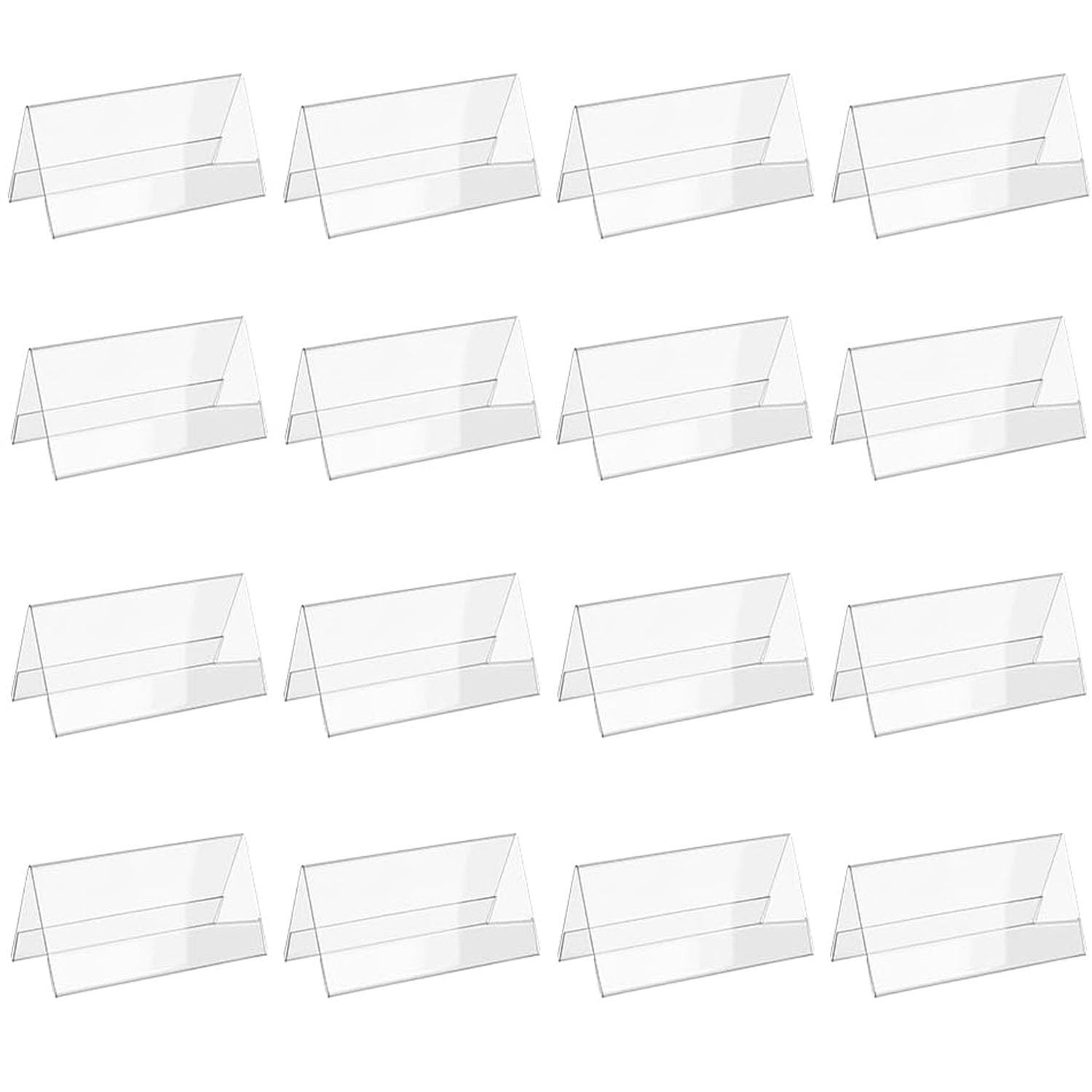 WADY 16 Pack Acrylic Table Name Plates, 5.9x12cm Blank Name Plate Holder Desk Signs, Double-Sided Name Plate Display Stand, Deli Sign, Restaurant Table Number, Price Label Ticket Holder Display Stand