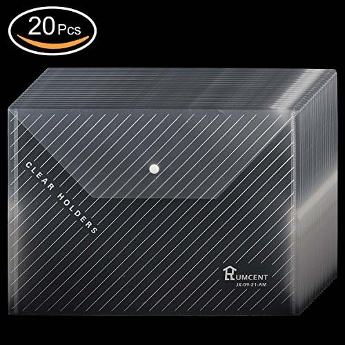JX Hornet Clear Transparent Letter/A4 Size Booklet Document File Envelope Folder Holder Organizer Bag ,With Snap Button,White Color,Pack of 20 Pcs,Size 8.9"12.8"