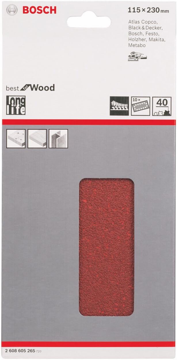 Bosch 2608605265 115 x 230 mm Sanding Sheets for Orbital Sanders, 93 x 186 mm - Image 3