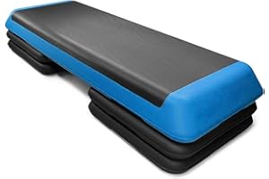 Goplus 43'' Step Platform Adjustable Fitness Aerobic Stepper 4" - 6" - 8" Non-Stick Surface W/Risers