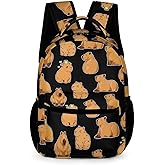 Ueshiramanu Capybara Backpack Gift for Kids Boys Girls Polyester Fashion School Bag Print Travel Stylish Laptop Bookbag Black