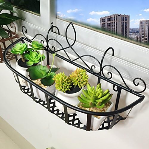 QHD Flower Stand Iron Balcony Railings Hanging Flowerpot Indoor Living Room Wall Flower Shelf (Color : B, Size : 50*18*24cm)