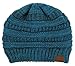 Funky Junque Women's Multicolor Beanie for Winter, Warm Chunky Cable Knit Slouchy Hat, One Size Blue/Teal