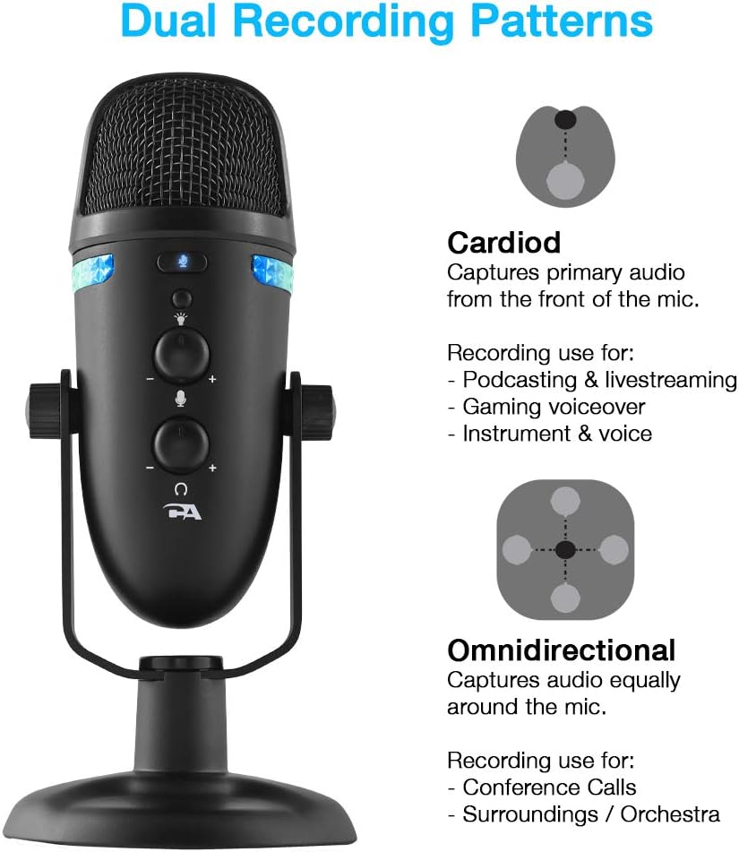 Cyber Acoustics Professional USB Microphone with Dual Recording Patterns, 24-bit Recording with Zero Latency Monitoring - Image 3