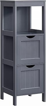 VASAGLE Bathroom Floor Cabinet Freestanding with 2 Drawers Slate Grey BBC042G01