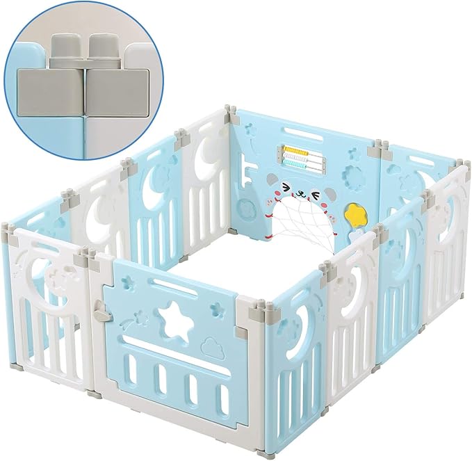 Costway Parc Bebe Pliable Barriere De Securite En Plastique Avec Jouets Et Porte Barriere Du Jeux Pour Enfant Parcs Cuisine Maison