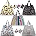 KINGMAS Reusable Grocery Bags Pack of 5, Foldable Shopping Bag Eco-Friendly/Washable Nylon Holds Heavy Duty Groceries Bags
