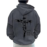 Floerns Men's Graphic Print Long Sleeve Drawstring Hoodie Pullover Sweatshirt
