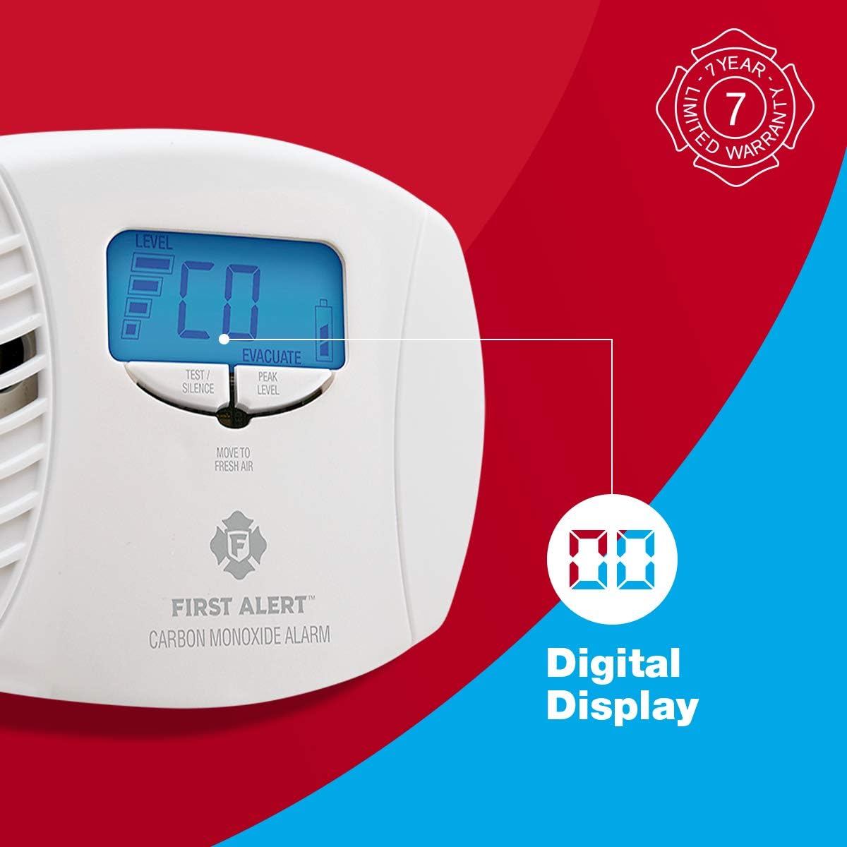 First Alert CO615 Dual-Power Plug-In Carbon Monoxide Detector with Battery Backup and Digital Display - Carbon Monoxide Detectors - 