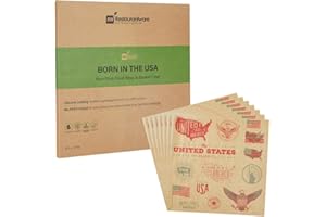 RW Base 12 Inch Deli Papers, 200 Born In The USA Sandwich Wrapping Papers - No Added PFAS, Greaseproof, Kraft Paper Food Bask