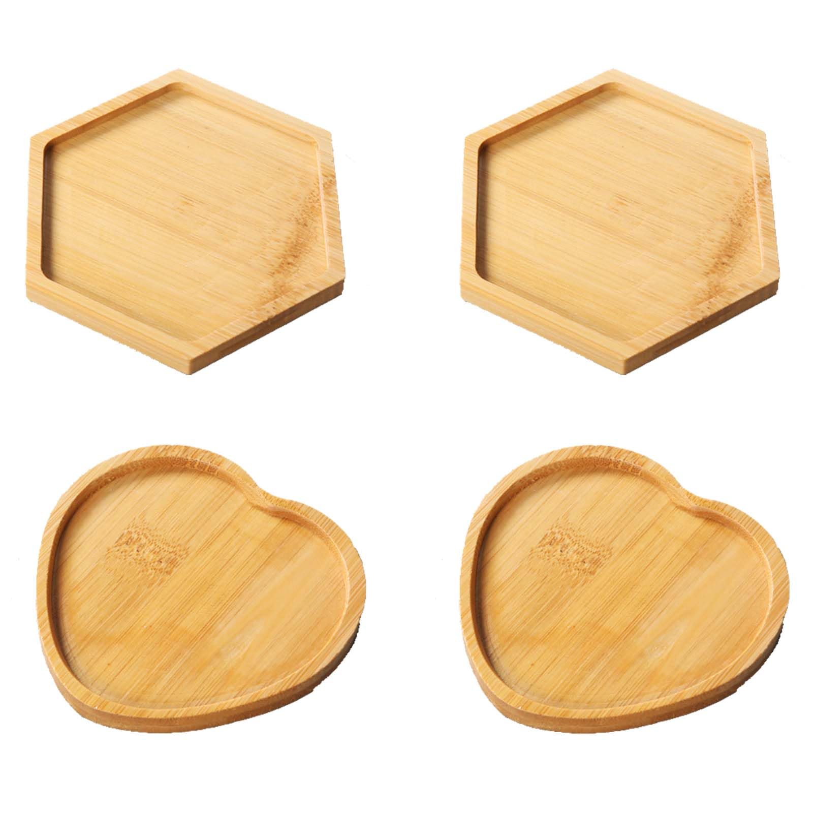 4Pcs DIY Crafts Blank Base Trays Heavy Duty Wood Mosaic Coasters Smooth Surface Wood Drinking Cup Coaster for Crafts DIY Mosaic Supplies Drinking Cup