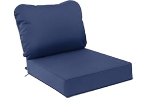 AAAAAcessories Outdoor Deep Seat Cushions, Waterproof, Fade-Resistant Patio Furniture Replacement Cushions, 23.5" x 25.5" x 5" + 23.5" x 19", Navy Blue