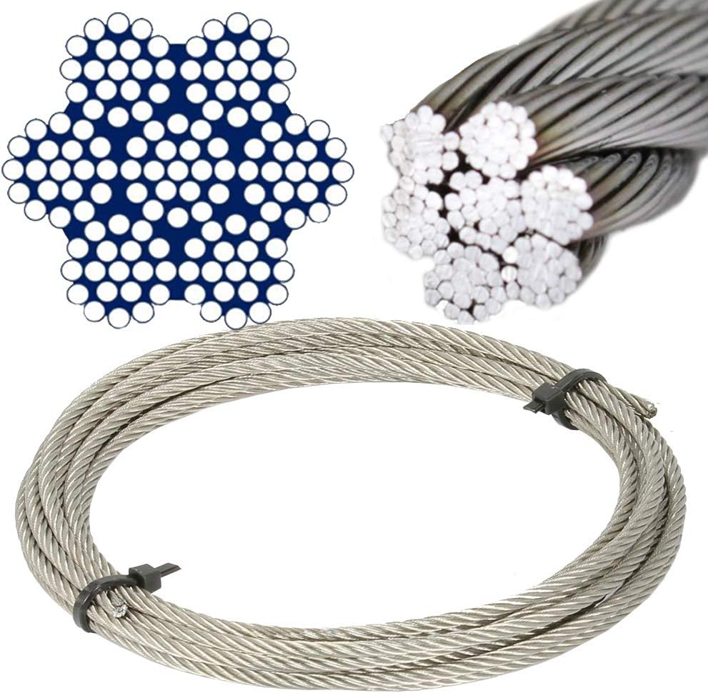A4 stainless steel wire cable, 7 x 19 soft, diameter: 2 mm, length: 5 m