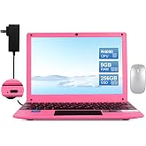 HBESTORE10.1 Mini Laptop, IPS Display - with Celeron N4000 (Up to 2.6GHz), 8GB RAM 256GB SSD Windows 11 OS, Lightweight &amp; Powerful Small Computer (Pink, 8GB+256GB)