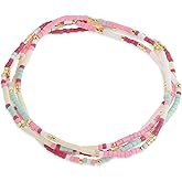 Agriajun Colorful Beaded Pearl Stackable Stretch Bracelets for Women, Dainty Boho Handmade Beads Layered Bracelet Summer Beach Jewelry Gift