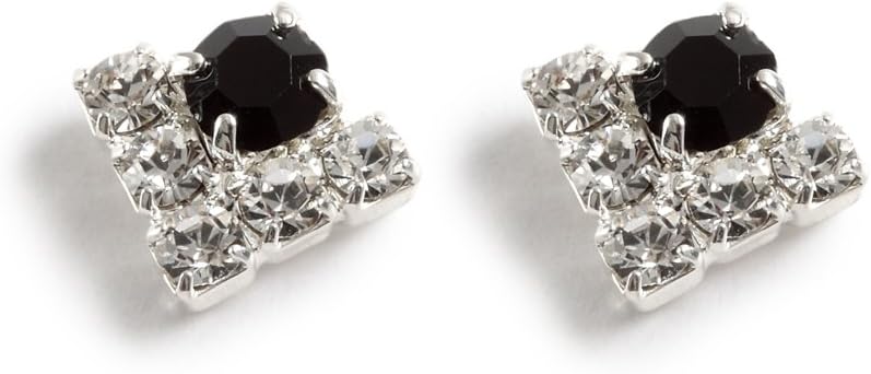 Clip On Earrings Swarovski Earrings - Striking Crystal & Jet triangle Earrings - Swarovski Crystal Earrings - Silver Plated