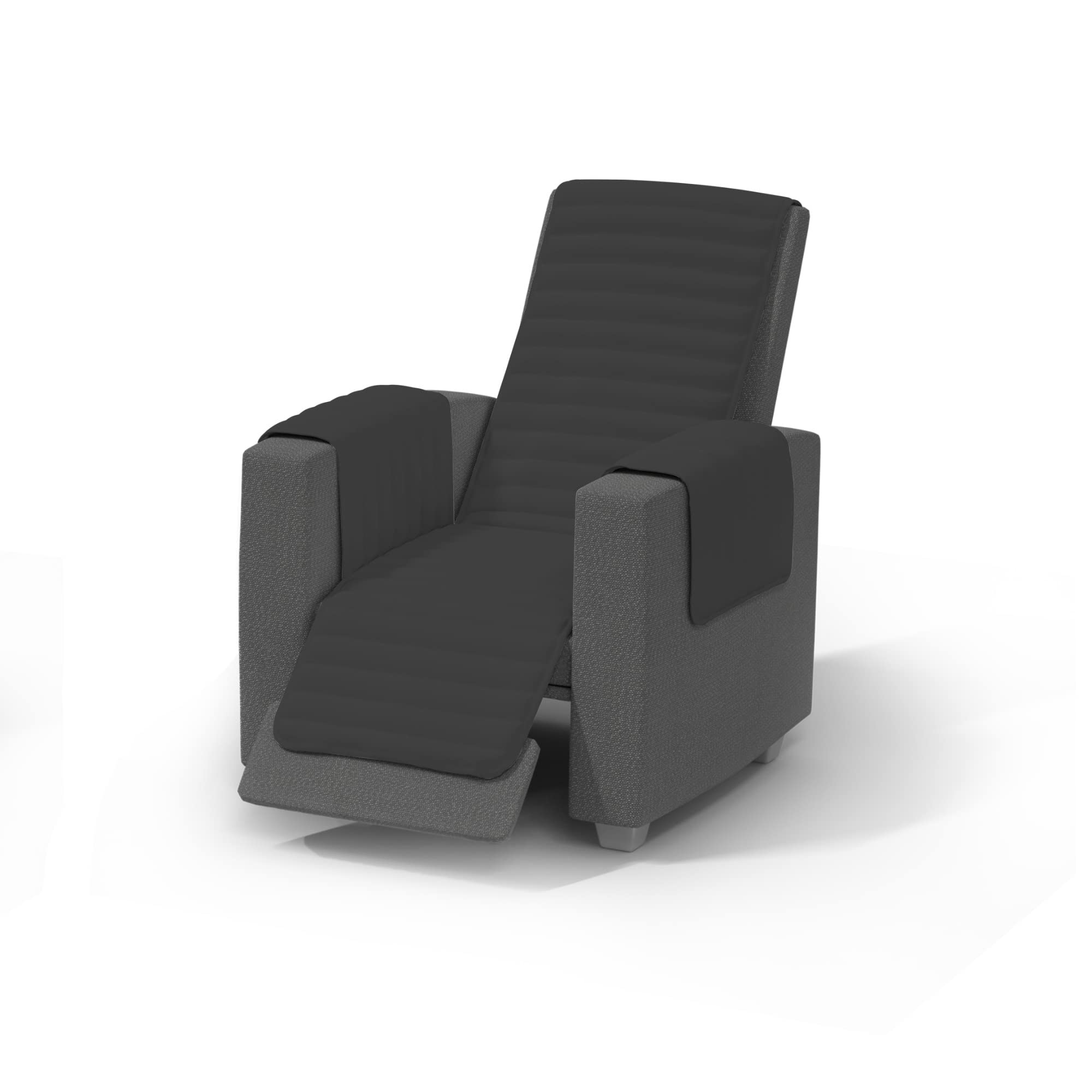 Italian Bed Linen Elegant Quilted Sofa Recliner Cover, Microfiber, Light Gray/Dark Gray, Standard