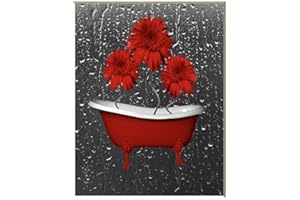 LITTLEPIECREATIONS Red Bathroom Decor, Rose Flowers Bubbles Tub 8x10 Print with 11x14 Mat Bath Red Wall Art Picture (Red)
