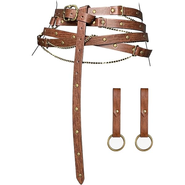Minhuida 3PCS Medieva Adjustable Faux Leather Metal Chain  display picture 1