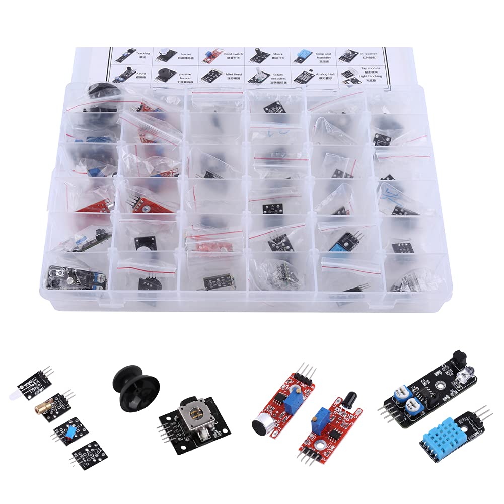 Plyisty Ultimate 37 in 1 Sensor Modules Kit for Electronic Components Starter Kit Set for MCU Education User Beginners