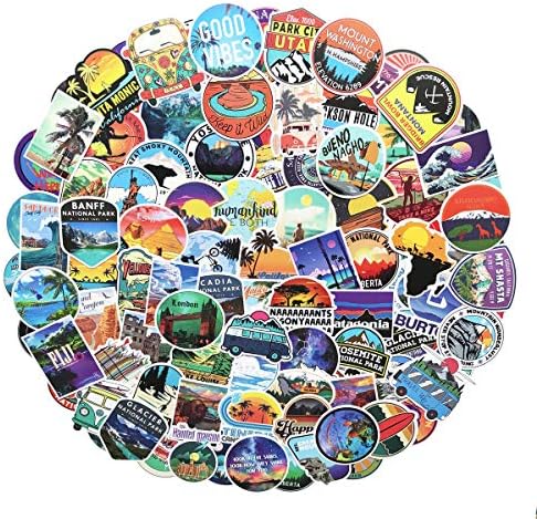 100pcs Travel Outdoor Landscape Stickers Phone Laptop Stickers Water Bottle Motorcycle Bicycle Luggage Guitar Bike Skateboard Refrigerator Sticker Decal