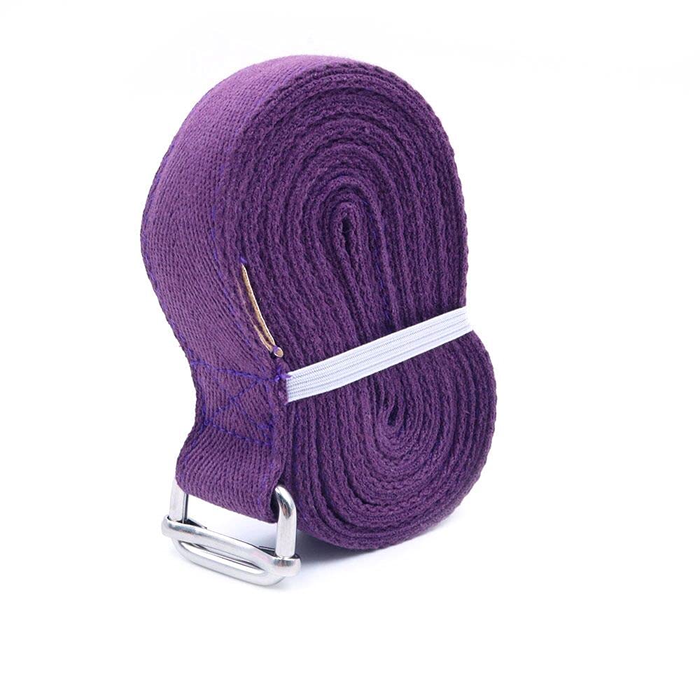 Shiwaki Modern Cotton Yoga Strap, 8FT/244cm with Adjustable D-Ring Buckle - Purple