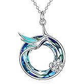 SDOPIR Hummingbird Necklace Jewelry for Women 925 Sterling Silver Cute Bird Pendant Necklace with Crystal Gifts for Women