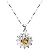 Beixiter 925 Sterling Silver Tiny Daisy Flower Pendant Necklace for Women, 1mm Box Chain
