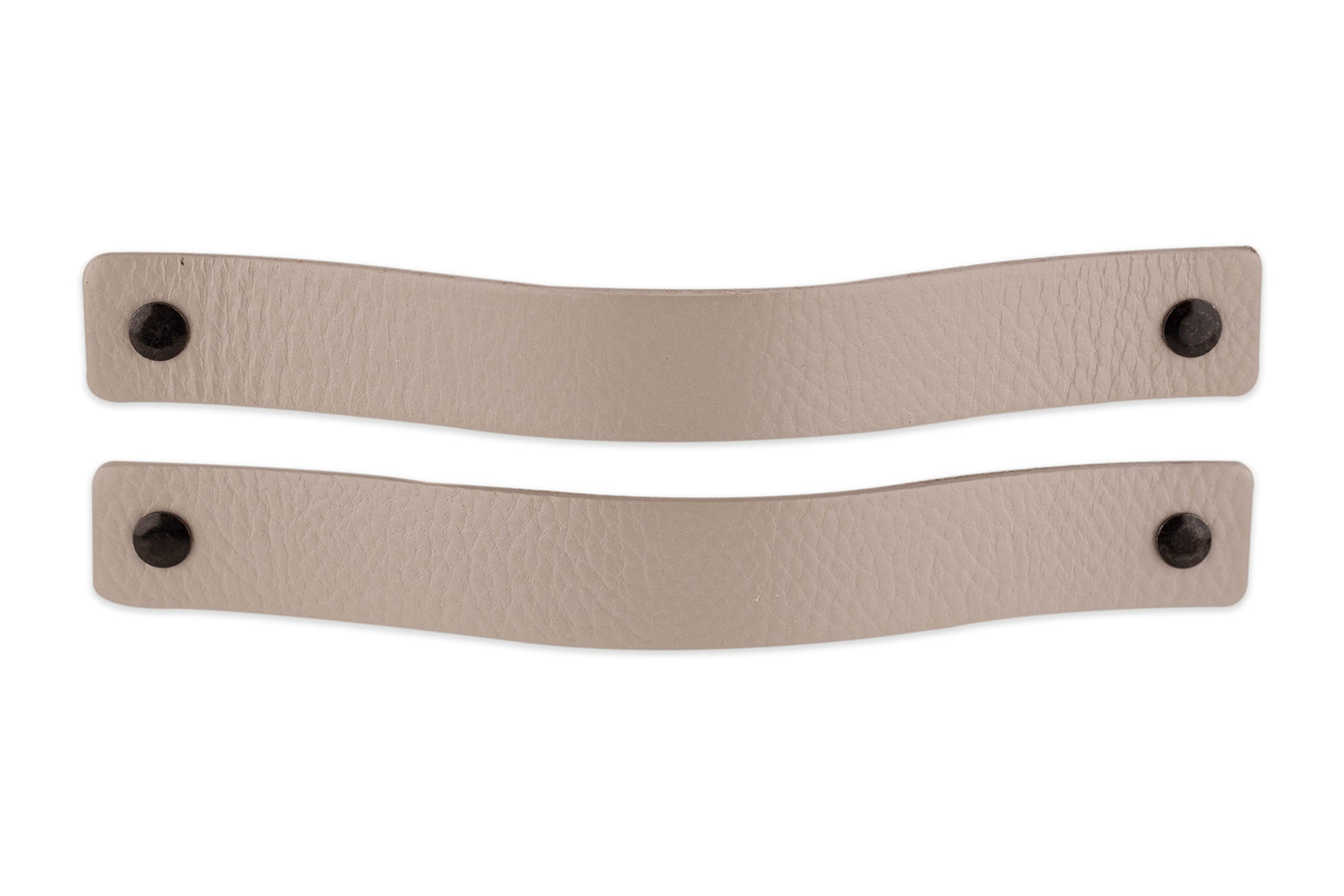 Brute Strength - Leather Handles for Furniture - Light Grey - 2 pcs - 20 x 2,5 cm - Cabinet Handle, Door Handle for Kitchen, Bathroom, cabinets, Dresser, Wood