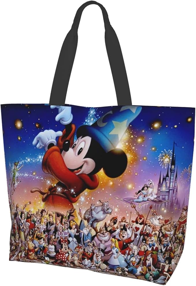 Disney Characters Reusable Grocery Bags Heavy Duty Shopping Tote, Stands Upright, Foldable