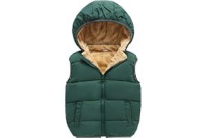 AMIYAN Toddler Winter Puffer Vest Boys Hooded Sleeveless Jacket Lightweight Warm Down Coat with Pocket for Kids 1-7 Years