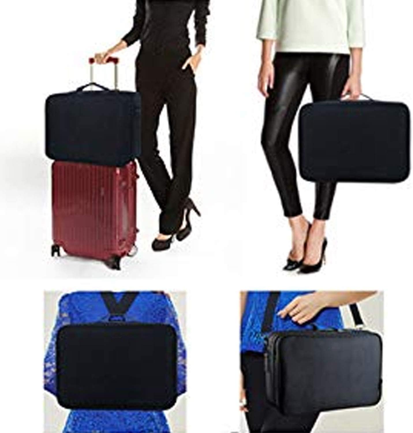 MONSTINA Large Capacity Makeup Case 3 Layers Cosmetic Organizer Brush Bag Makeup Train Case Makeup Artist Box for Hair Curler Hair Straightener Brush Set and Cosmetics : Beauty