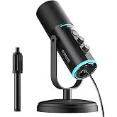 PUPGSIS Podcast Dynamic Microphone, XLR/USB Recording PC Microphones for Broadcast, Podcast, Recording, Gaming &amp; Streaming, Studio Mic with Mute, Headphone Jack, Monitoring Volume Control, Windscreen