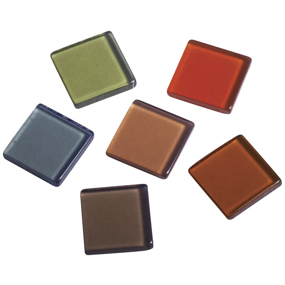 Rayher 14540539 Acrylic Mosaic Transparent 1 x 1 cm Approx. 205 Pieces 50 g Autumn Tones Mix Square Plastic Stones Translucent Plastic Mosaic