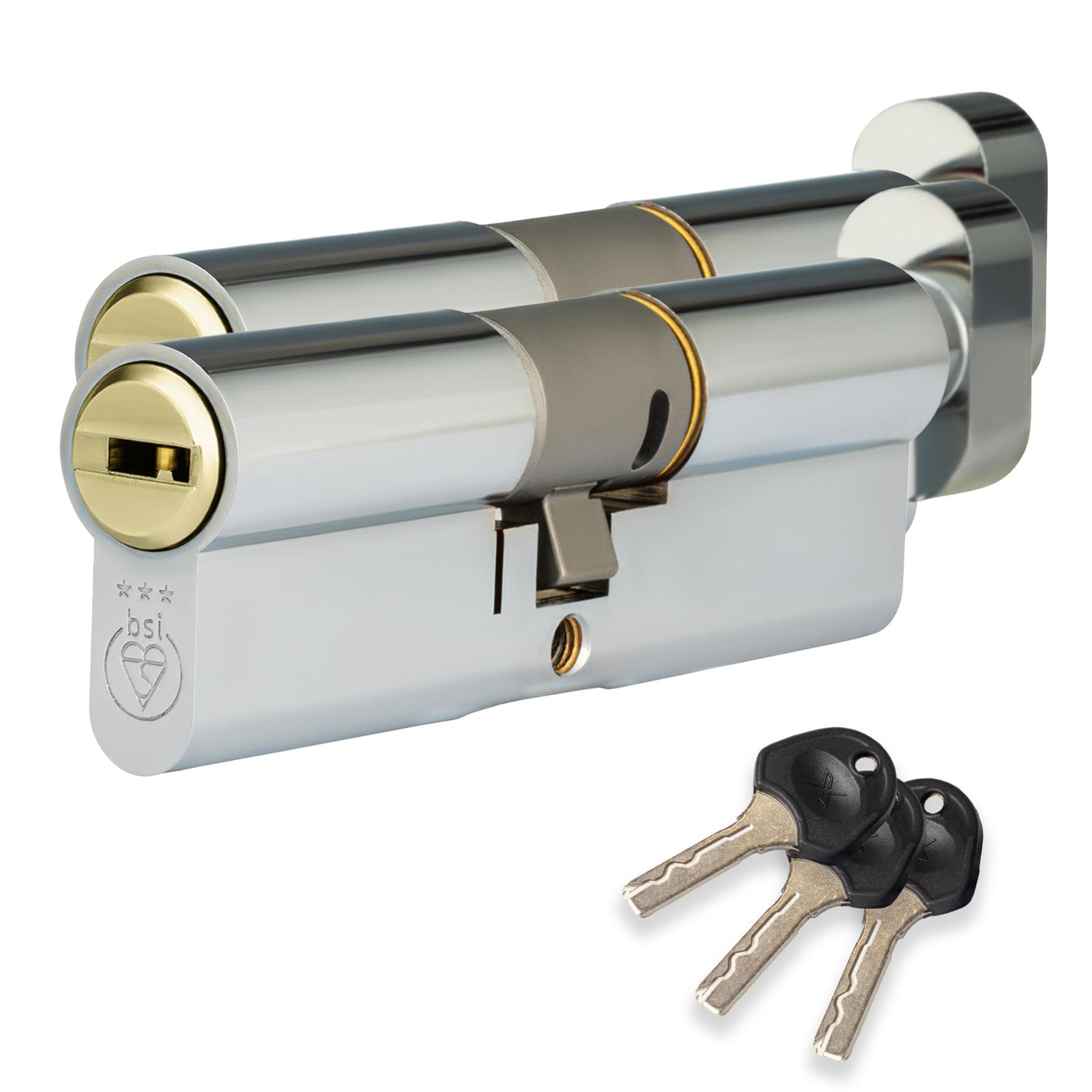 XFORT Colossus Dual Finish 3 Star Kitemarked Keyed Alike Euro Cylinder Lock 45EX/55T (100mm), British Standard TS007 Anti-Snap Barrel Lock, Upvc Door Lock.