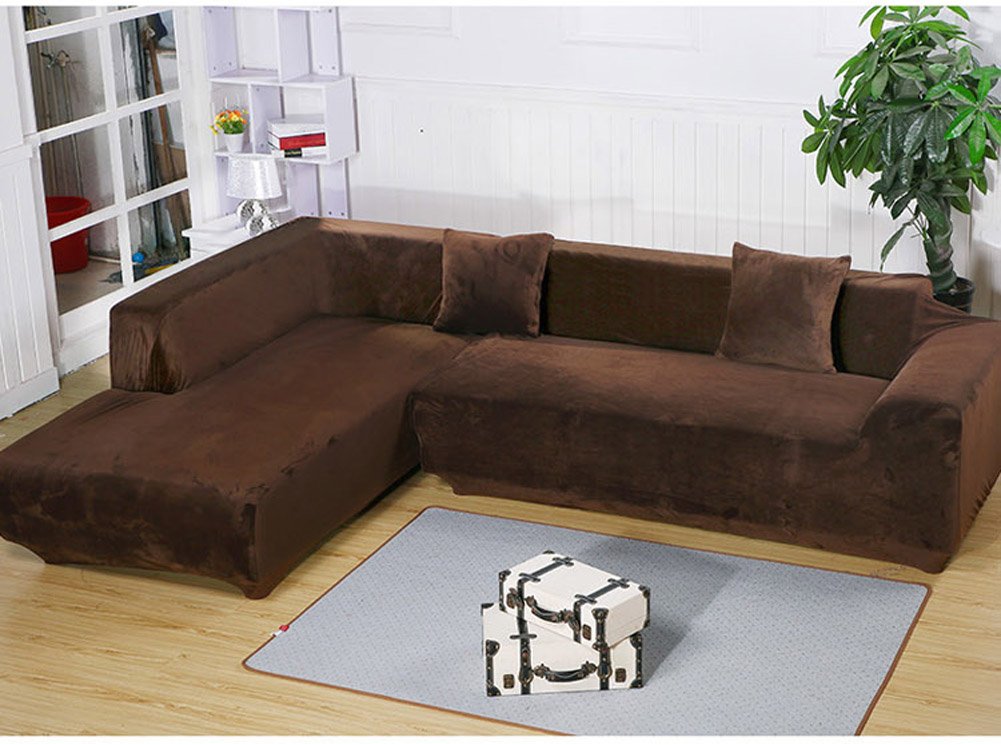 getmorebeauty L Shape Sectional Thick Plush Velvet Couch Stretch Sofa Cover SofaSlipcovers