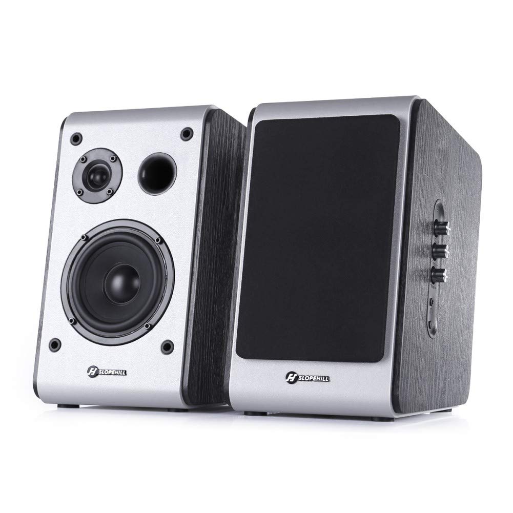 ISENPENK Powered Bluetooth Bookshelf Speaker, Home Theater Bookshelf Speakers, Pair Black Speaker
