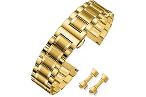 HEYOZURY Metal Watch Band Stainless Steel 16mm 18mm 19mm 20mm 21mm 22mm 24mm Watch Strap Bracele Replacement Bands