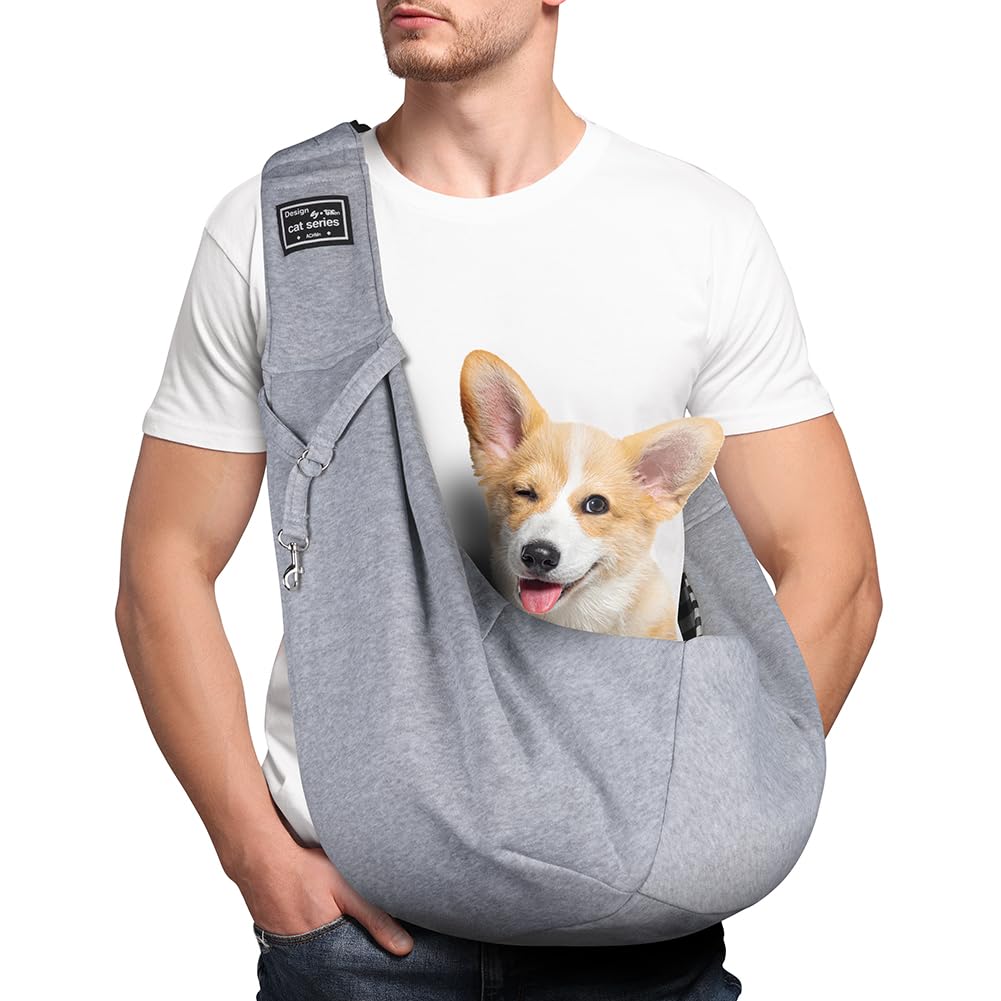 Adiwo Puppy Carrier - Reversible Hands-free Dog Carry Sling for Small & Medium Dogs & Cats, Soft & Comfortable, Adjustable Dog Carrier Bag Shoulder Tote for Outdoor Walking, Travel & Shopping