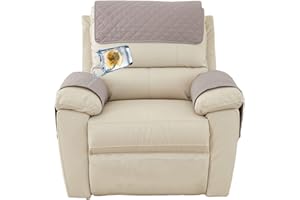 EXTLEZSA Sofa Armrest Cover,1/2/3 Seater Sofa Headrest Slipcovers Nonslip Armchair Cover Quilted Water Proof Furniture Protector for Recliner Leather Sofa Couch (Light Gray,1 Seat Recliner 3 pc)