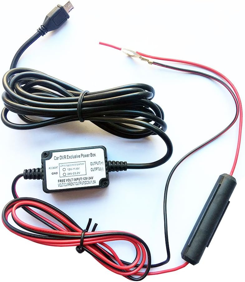 Car Hardwire kit,INRIGOROUS Micro Usb Car Camera Hard Wire Kit DC 12V to 5V Power Inverter Converter Regulator Kit for Car GPS Tablet Android Phone PDA DVR Camcorder Recorder (Micro USB Port)