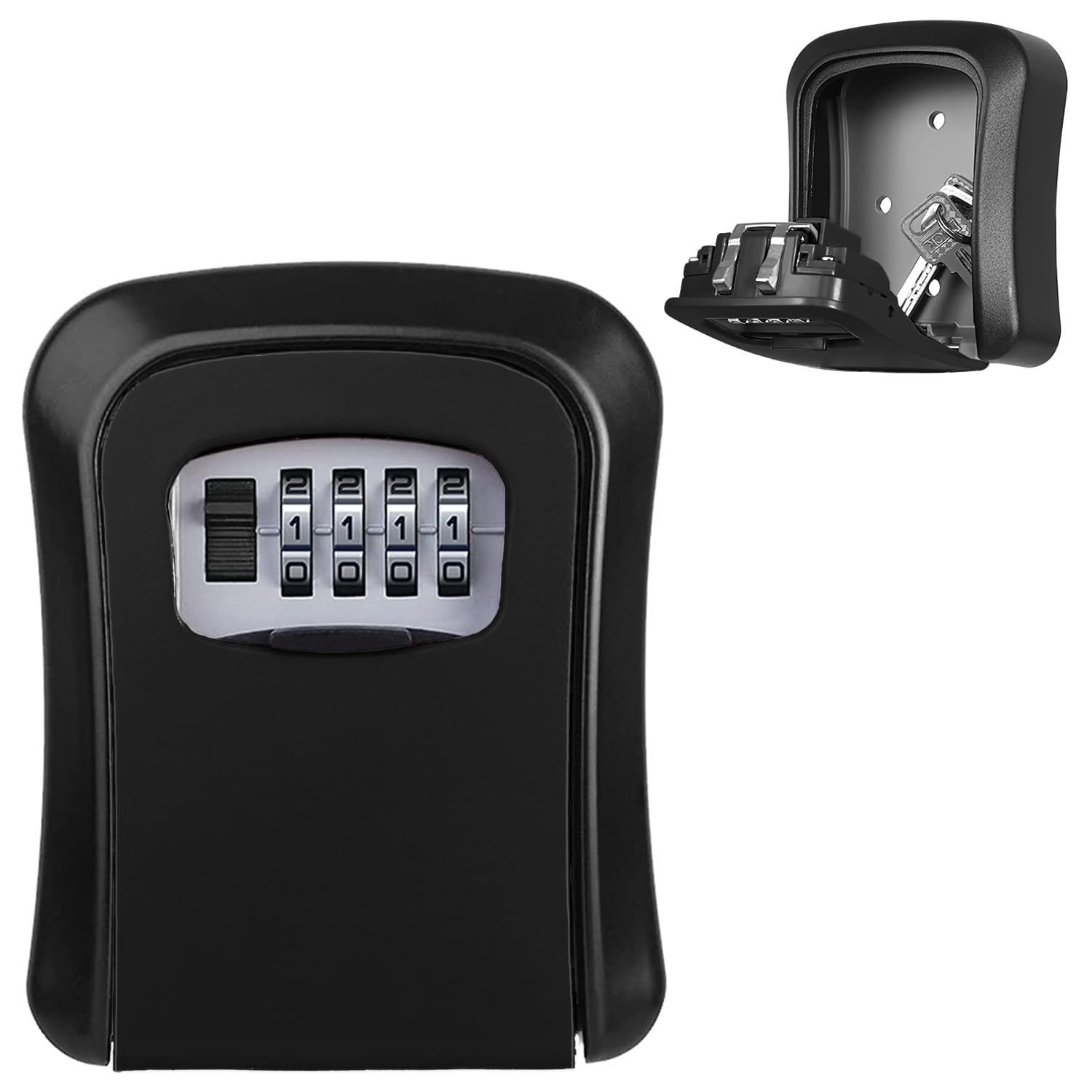 WELYOURS Wall Mounted Key Safe - Combination Security Lock Box, Waterproof Key Storage for Outdoor, Garage, School Spare House, Black