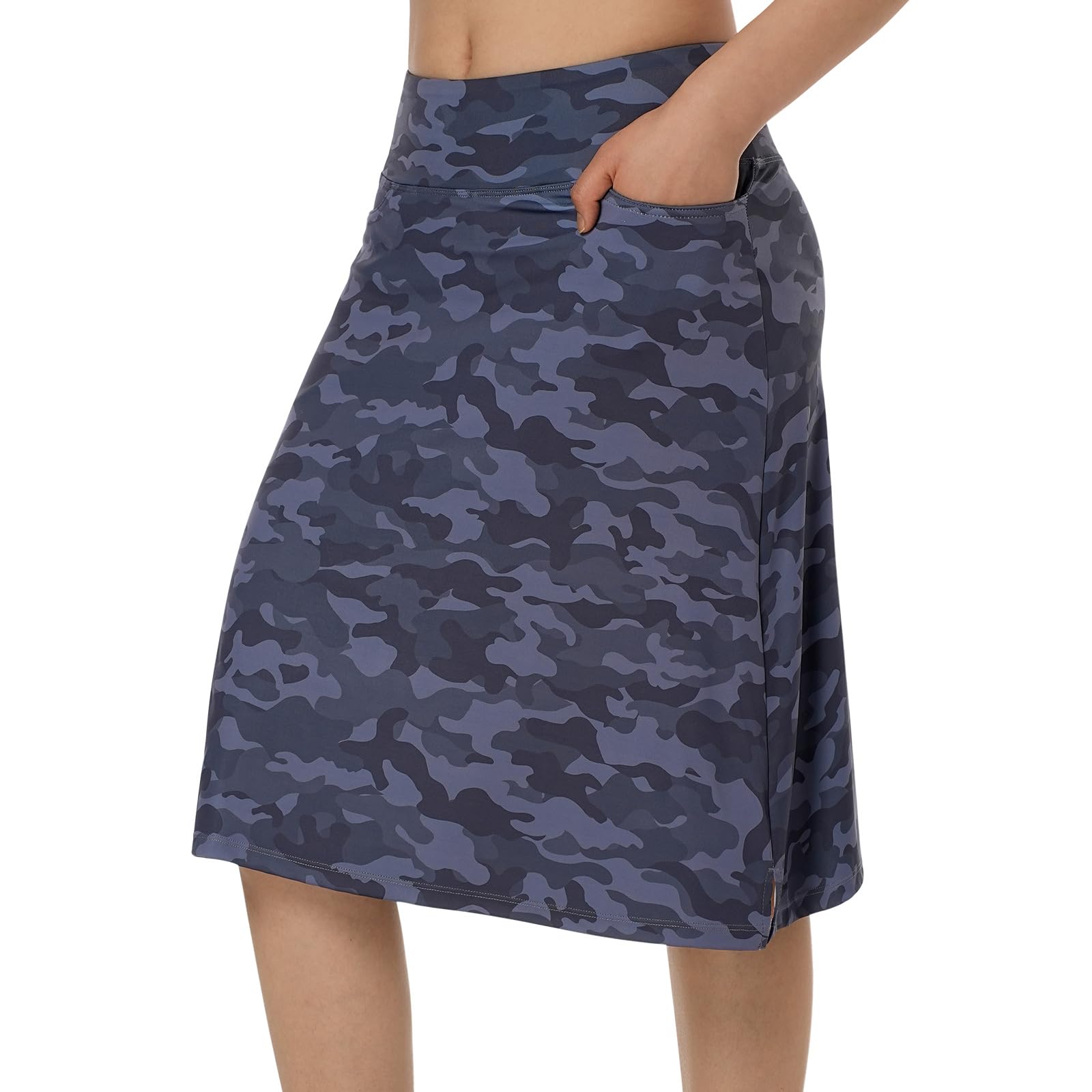 ANIVIVO Women's Skorts Knee Length, Modest Long Athletic Sports Casual Skirt with High Waisted Pockets(Camouflage,XL) Image