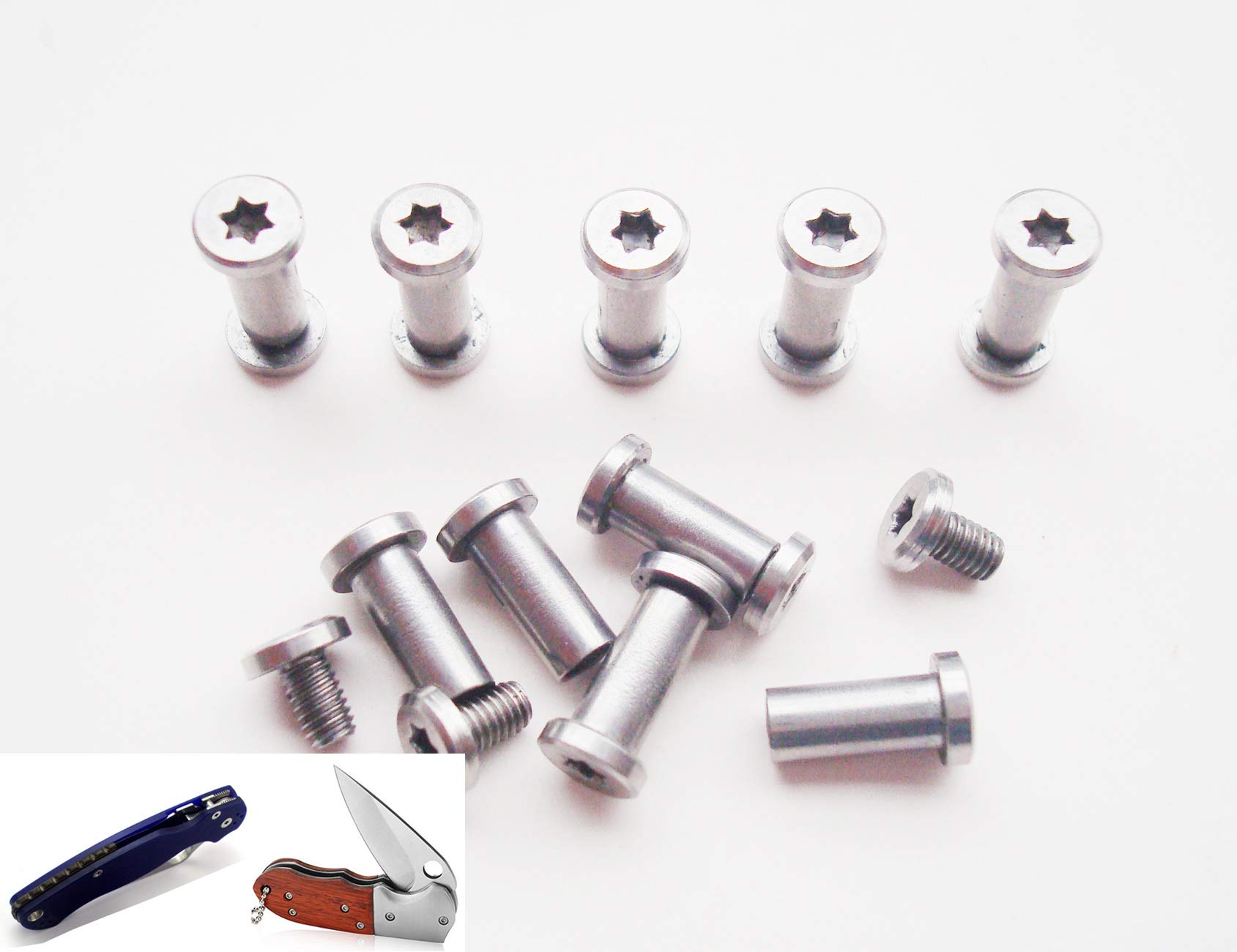 MYIW EDC Knifves handle screw,tactical survival knife rivets folding pocket knife shaft fasteners,pack 10 sets (6mm)