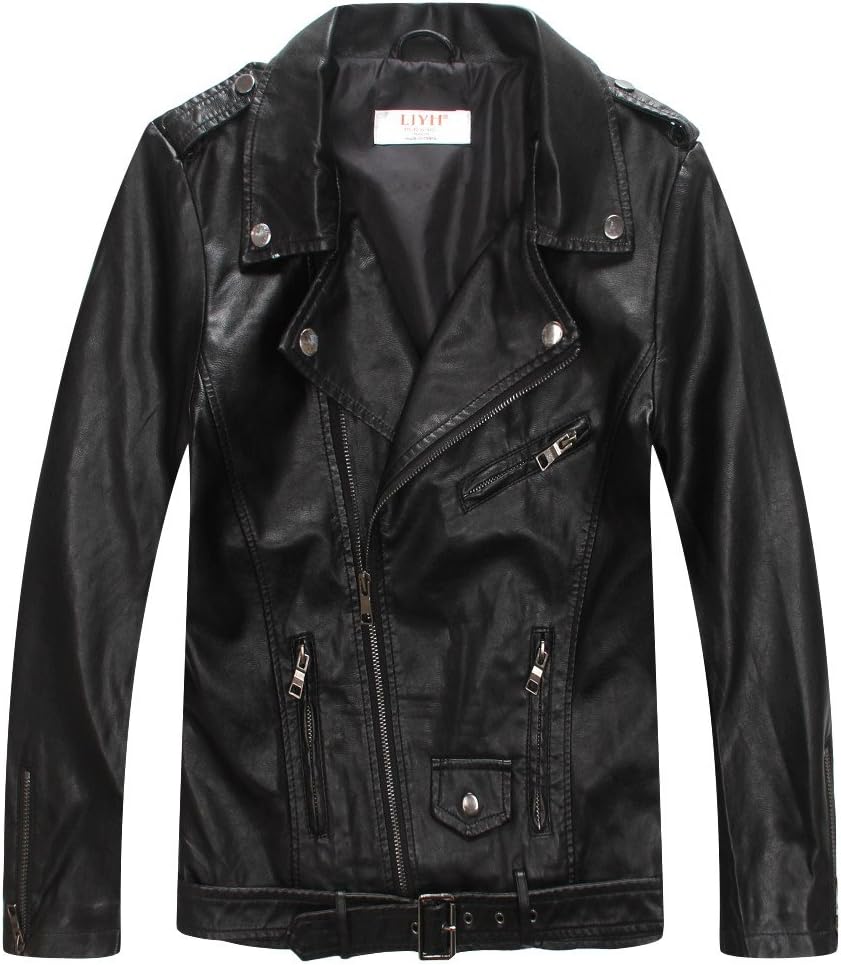 Boys' Faux Leather Biker Jacket with Zips