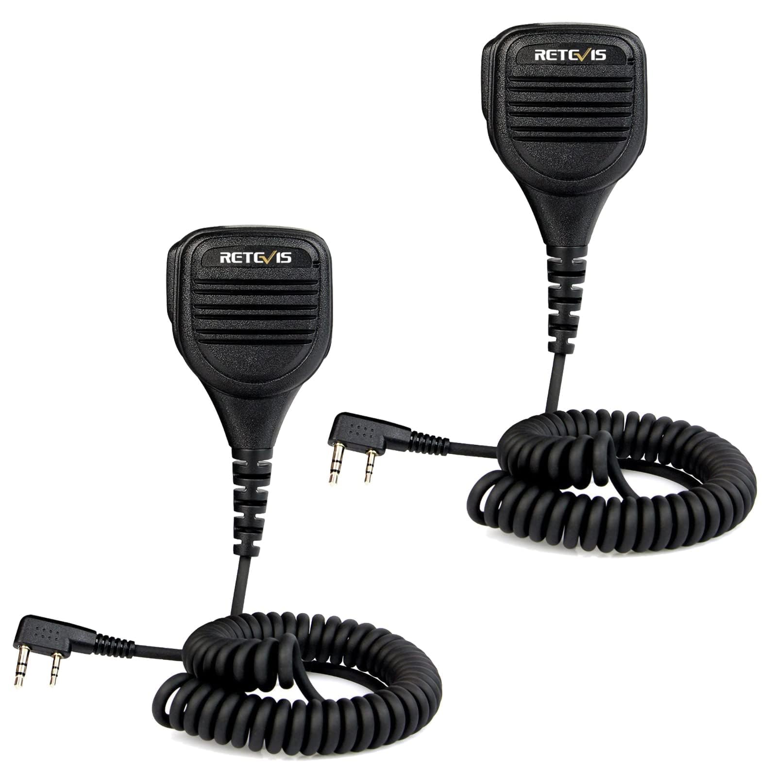Retevis Speaker Mic, 2 Pin Shoulder Microphone Compatible with Walkie Talkies RT24 RT27 RT668 H777 Baofeng UV-5R BF-888S (With 3.5mm Earpiece Port)