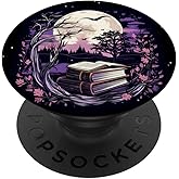 Spooky Moon Haunted Scene Halloween Book Lovers Reader PopSockets Adhesive PopGrip